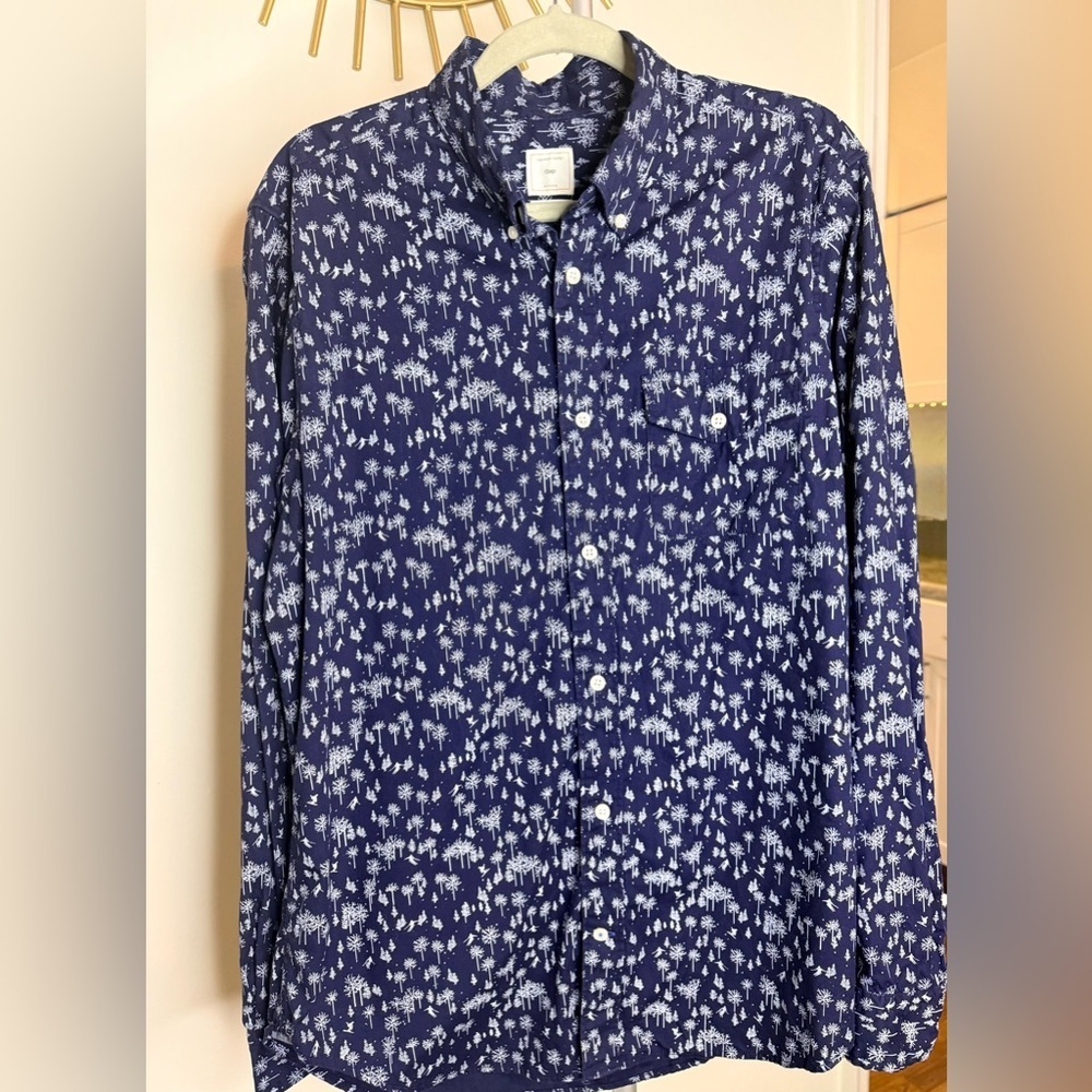 Gap preppy Navy Winter Ski all over print button front 100% Cotton shirt Large - Picture 3 of 9